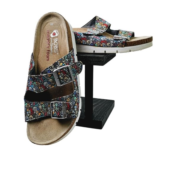 Bobs from Skechers Platform Bohemian Dog Print Double Buckle Sandals Sz 6 - Picture 2 of 7